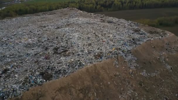 Copter Flying Urban Dump Waste Trash Life Production Aerial View — Stock Video