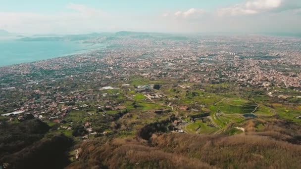 Drone Che Vola Alto Sopra Napoli Italia Vista Aerea Panorama — Video Stock