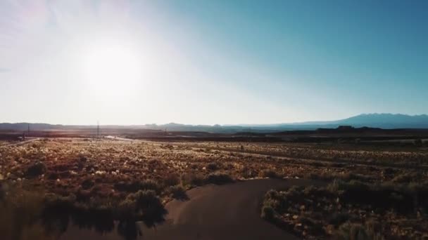Drone Opstaan Uit Asfalt Onthullen Van Epische Ongelooflijke Woestijn Woestijn — Stockvideo