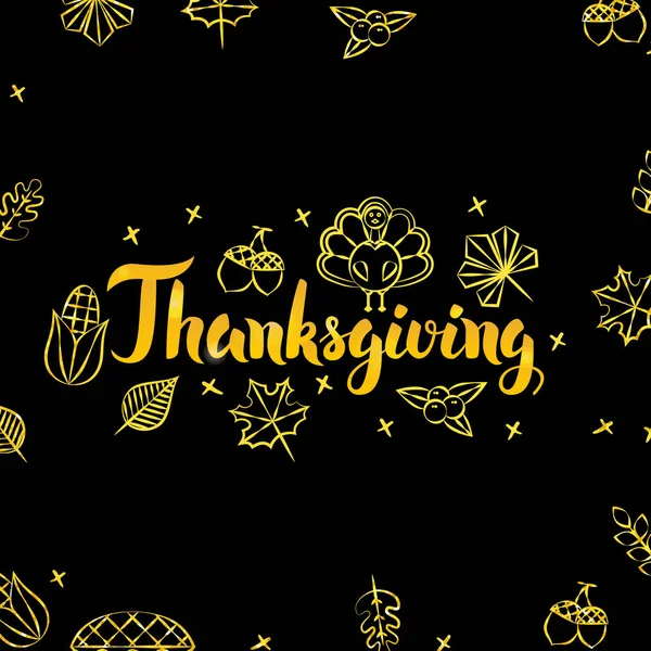 Thanksgiving Gold et Black Design — Image vectorielle