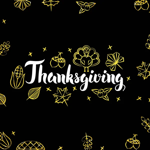 Carte postale Thanksgiving Gold Black — Image vectorielle