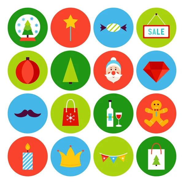 Flat Merry Icone di Natale — Vettoriale Stock