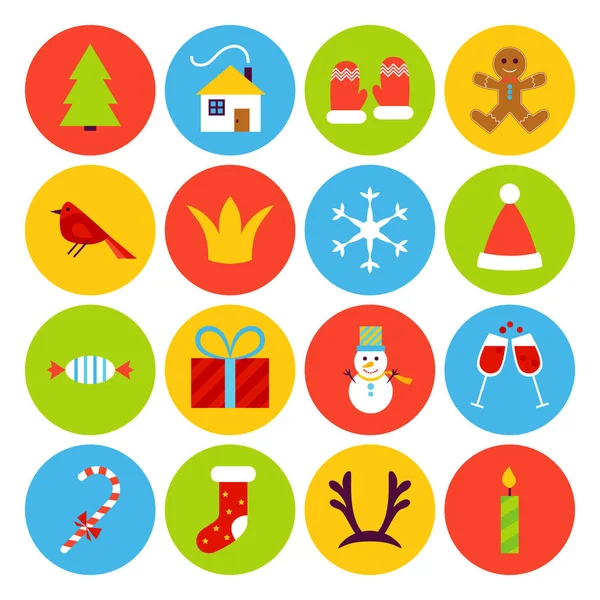 Flat New Year Icons — Stock Vector