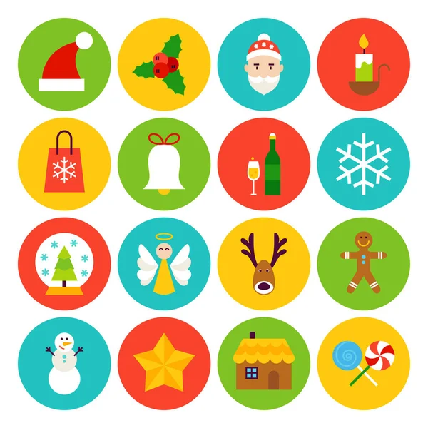 Flat Winter Christmas Icons — Stock Vector