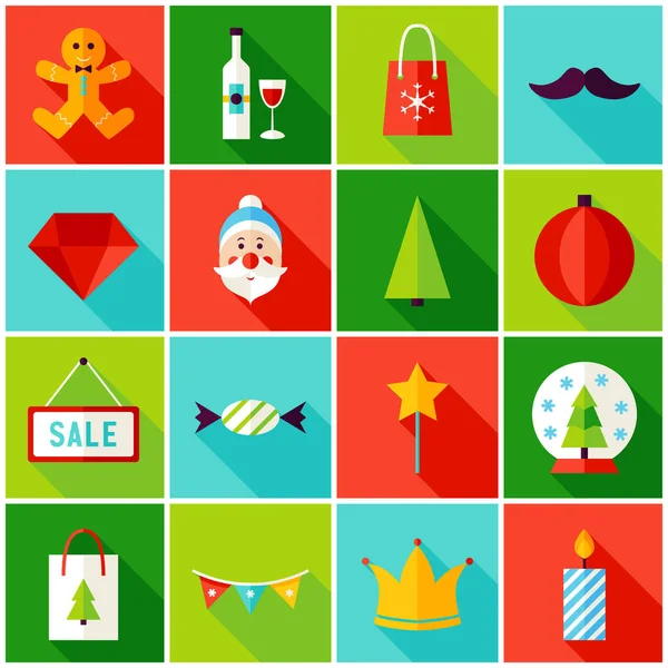 Feliz Navidad iconos coloridos — Vector de stock