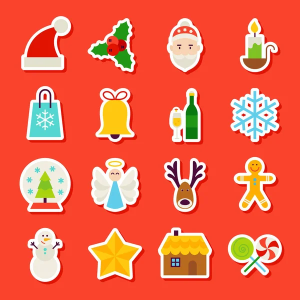 Pegatinas de Navidad de invierno — Vector de stock