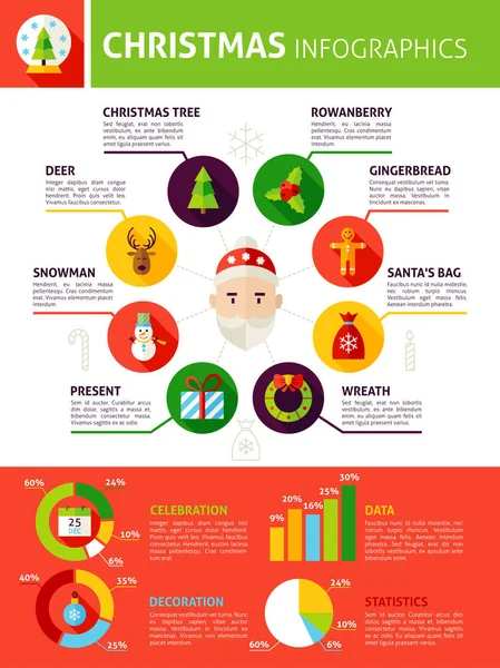 Navidad vacaciones infografías — Vector de stock