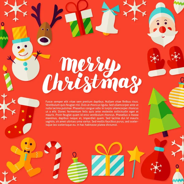 Buon Natale Lettering Cartolina — Vettoriale Stock