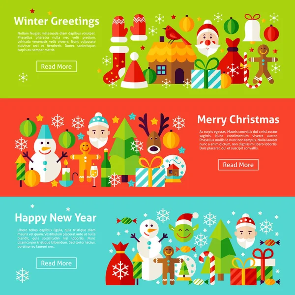 Navidad Web de vacaciones Banners horizontales — Vector de stock
