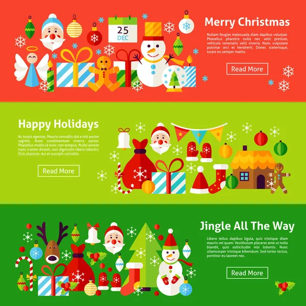 Horizontale webbanners Merry Christmas — Stockvector