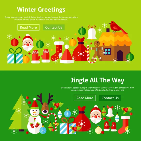 Invierno Saludos Página web Banners — Vector de stock