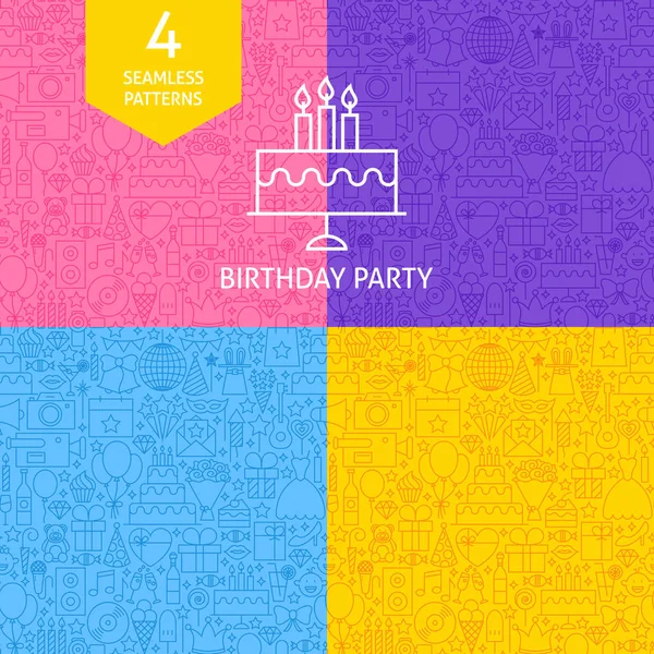 Születésnapi Party vonalminták — Stock Vector