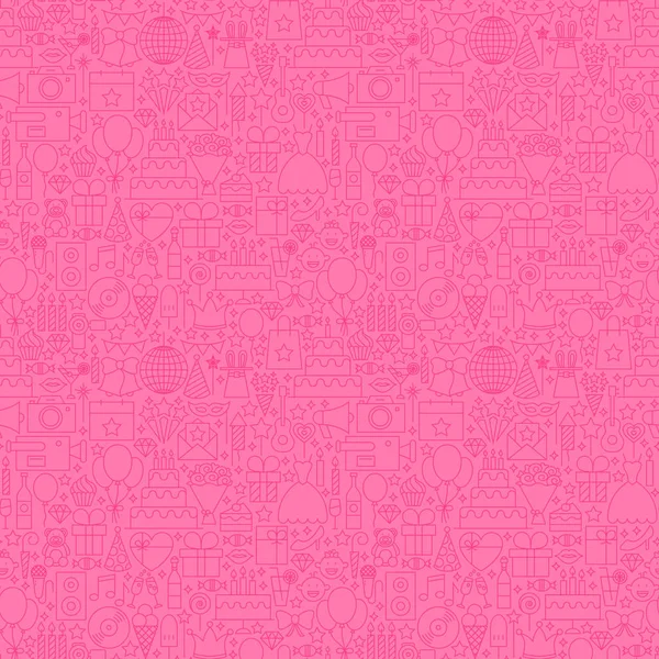 Pink Line Birthday Seamless Pattern — Stock Vector