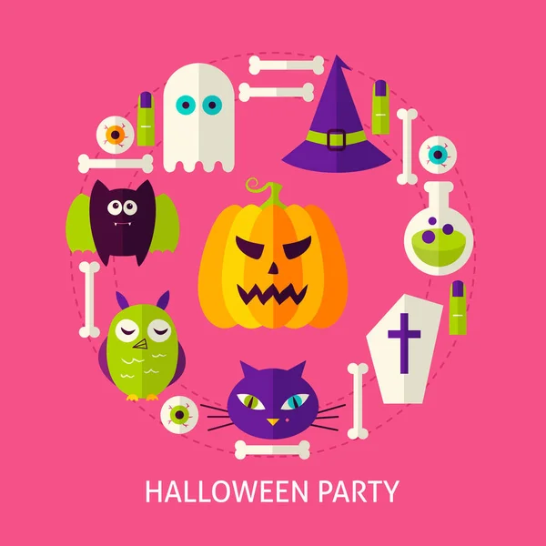 Halloween Party lapos koncepció — Stock Vector