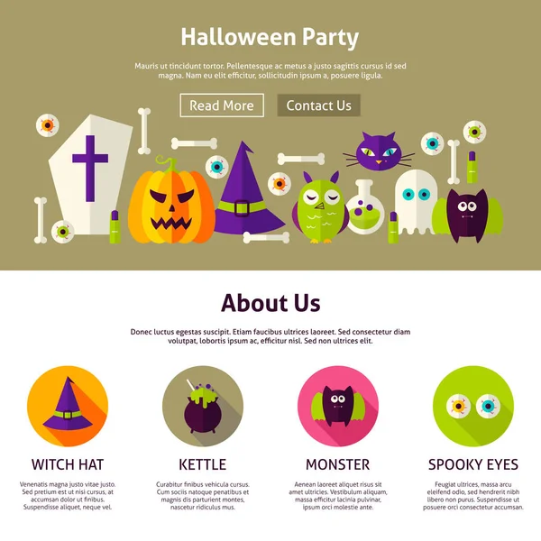 Halloween Party Web Design Template — Stock Vector