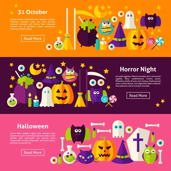 Happy Halloween Web Horizontal Banners — Stock Vector