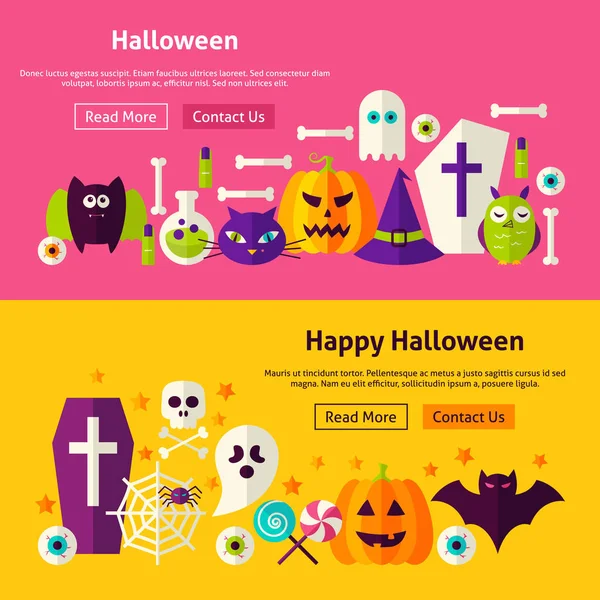 Feliz Halloween Website Banners — Vetor de Stock