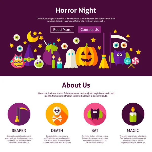 Horror Night Web Design Template — Stock Vector