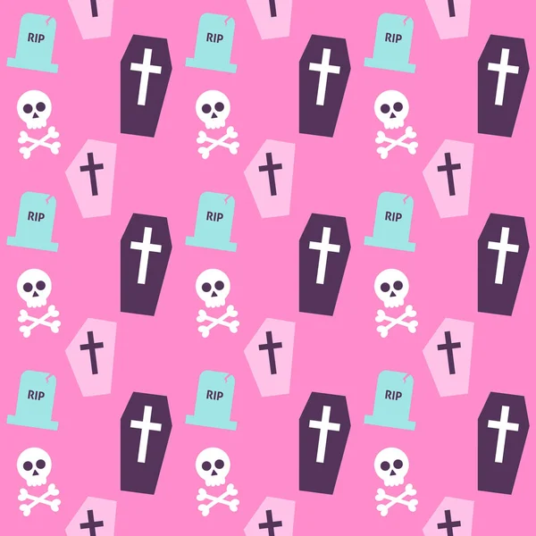 Cores da moda Morte Halloween Pattern — Vetor de Stock