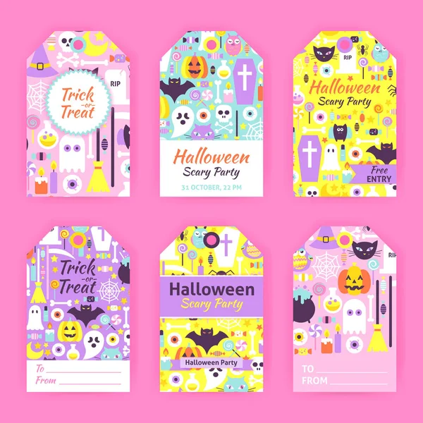 Trendy Halloween Gift Tag Labels — Stock Vector