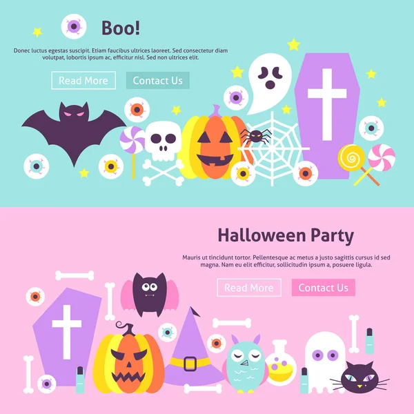 Trendy Halloween Web Banners — Stock Vector