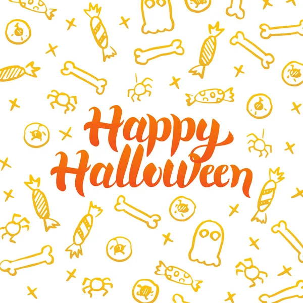 Joyeux Halloween Gold Postcard — Image vectorielle