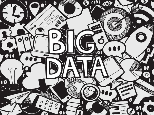 Boceto de Big Data Doodle — Vector de stock