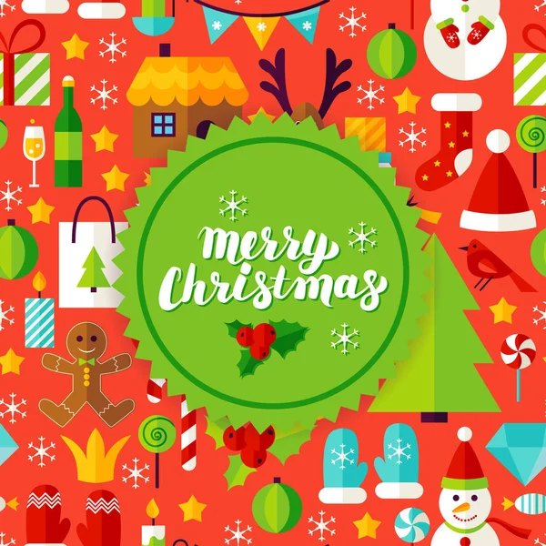 Feliz tarjeta de felicitación de Navidad — Vector de stock