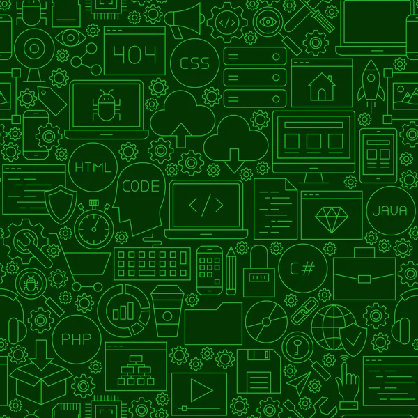 Codifica linea verde modello senza soluzione di continuità — Vettoriale Stock