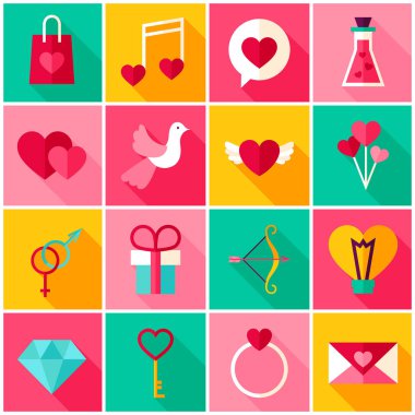 Mutlu Sevgililer günü renkli simgeler