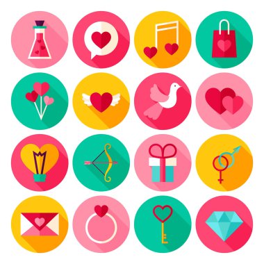 Mutlu Sevgililer günü düz simgeler