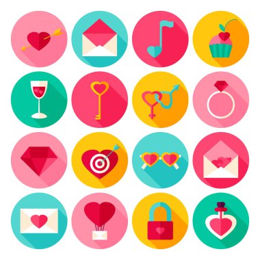 Sevgililer günü düz simgeler