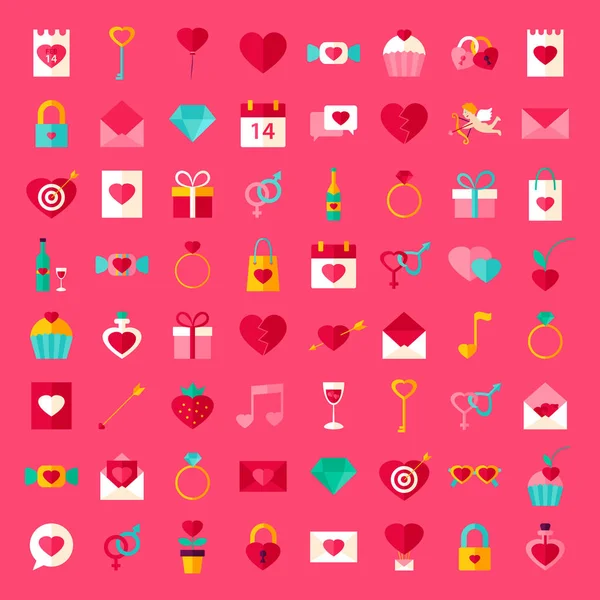 Big Set Valentine Day Objects — Stock Vector