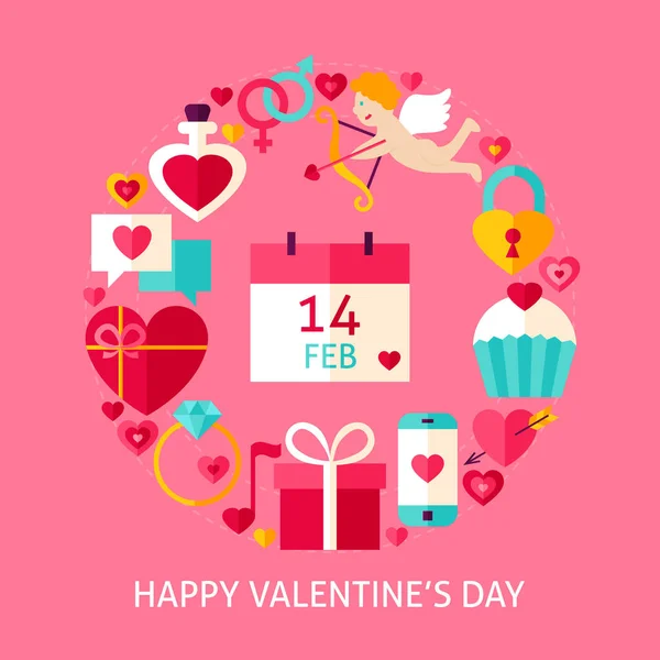 Concept de plat Happy Valentines Day — Image vectorielle