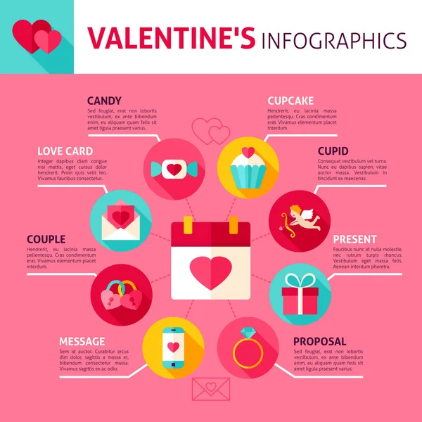Hari Valentine Konsep Infografis - Stok Vektor