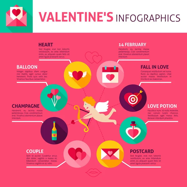 Concetto di San Valentino Infografica — Vettoriale Stock