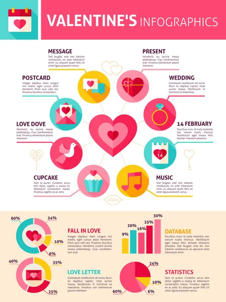 Infografías del día de San Valentín — Vector de stock