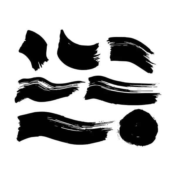 Black Ink Brush Strokes — Stock Vector