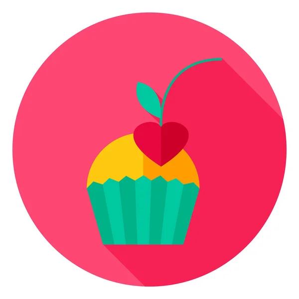 Cupcake avec cerise cercle Icône — Image vectorielle