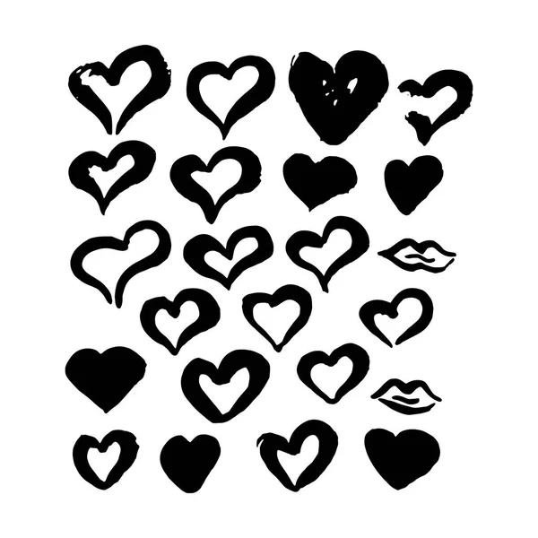 Ruční kartáč srdce nakreslený rukopis — Stockový vektor