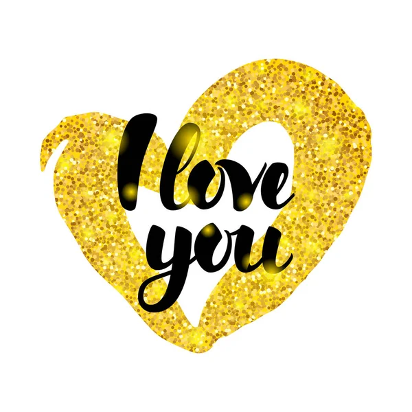 Ich liebe dich goldene Inschrift — Stockvektor