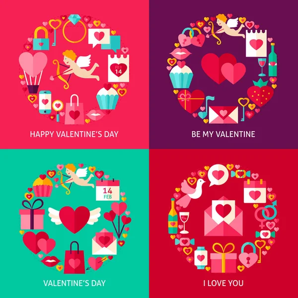Valentines Day Concepts Set — Stock Vector