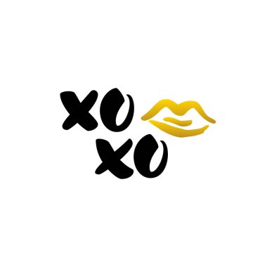 Xoxo Kiss Handwritten Lettering clipart