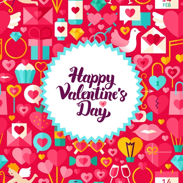 Plochá valentinky den pohlednice — Stockový vektor