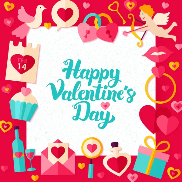 Happy Valentine dag papieren sjabloon — Stockvector