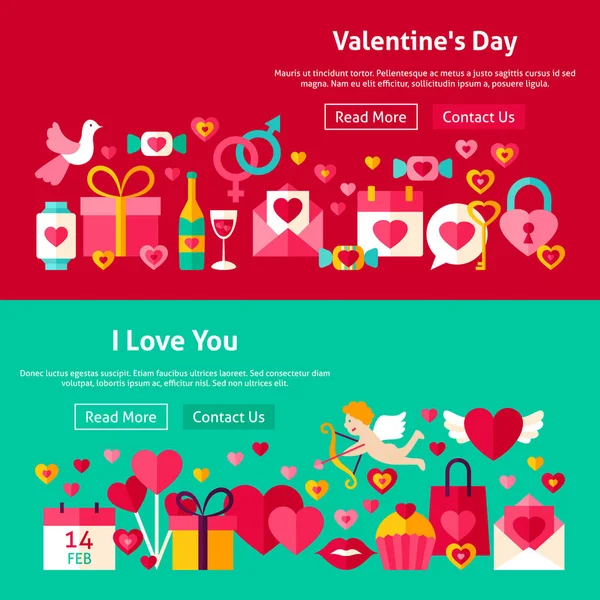 Happy Valentine Day Website Banners — Stock Vector