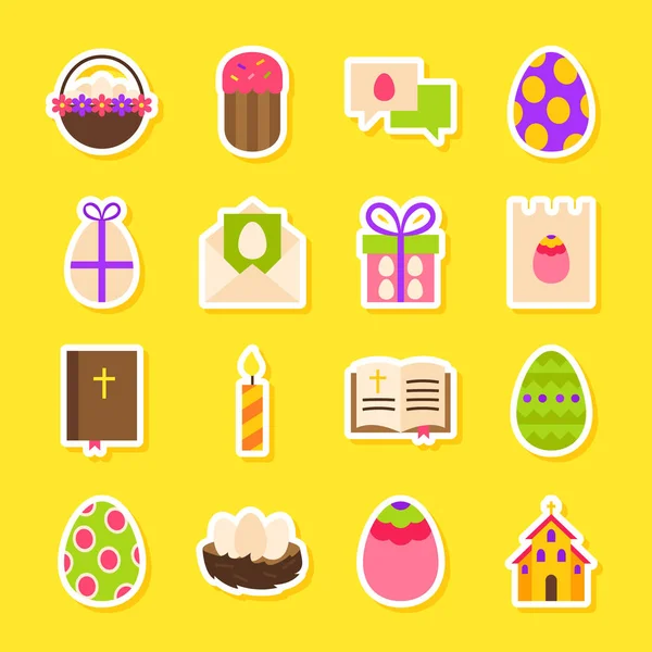 Happy Easter Holiday Stickers — Stock Vector