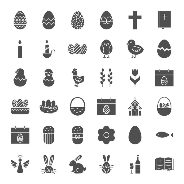 Happy Easter Solid Web Icons — Stock Vector