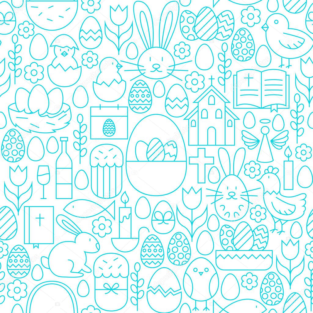 Easter Line Seamless White Pattern