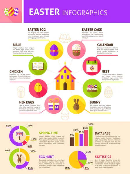 Infografías de vacaciones de Pascua — Vector de stock